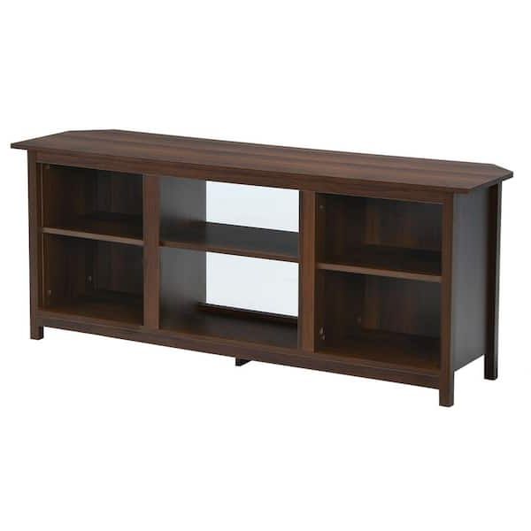 Forclover 58 In. Coffee Tv Stand Fits Tv's Up To 65 In. With A Removable  Shelf Sy 3665w60cf – The Home Depot With Regard To Current Cafe Tv Stands With Storage (Photo 9 of 10)