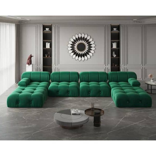 Green Velvet Modular Sectionals Throughout 2018 J&e Home 138.6 In (View 6 of 10)