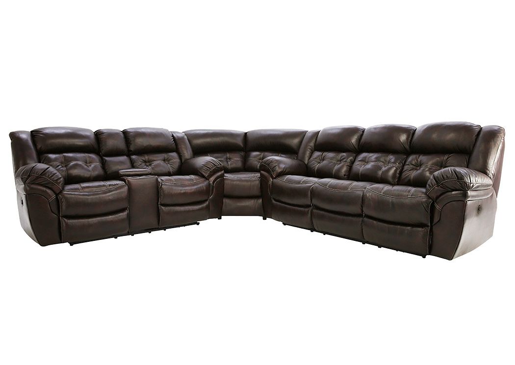 Hudson Chocolate 3 Piece Leather Sectional Ivan Smith Furniture With Regard To Popular 3 Piece Leather Sectional Sofa Sets (View 7 of 10)
