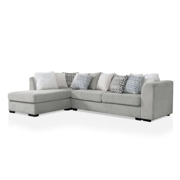 Latest Furniture Of America Neltner 108.5 In. W 3 Piece Chenille Sectional Sofa In  Gray Idf 6258lg Sec – The Home Depot Pertaining To Chenille Sectional Sofas (Photo 10 of 10)