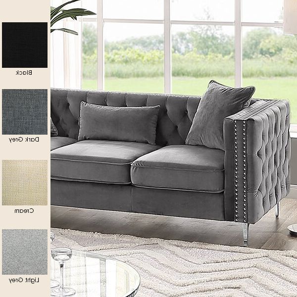 Light Charcoal Linen Sofas Pertaining To Preferred Zanna Deep Button Linen Couch – Lifestyle Home (View 7 of 10)