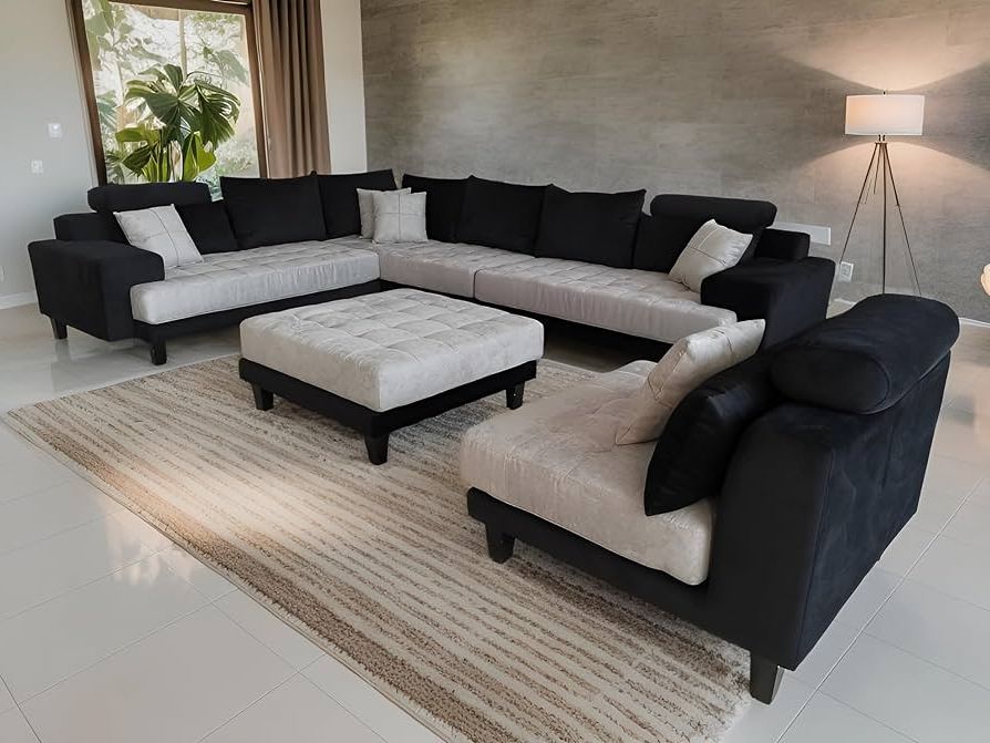 Microfiber Sectional Corner Sofas Within Widely Used Amazon: Stendmar L Shape U Shape Reversible Modern Microfiber Fabric Sectional  Couch Sofa Set S150d (s150rbg) : Home & Kitchen (Photo 9 of 10)