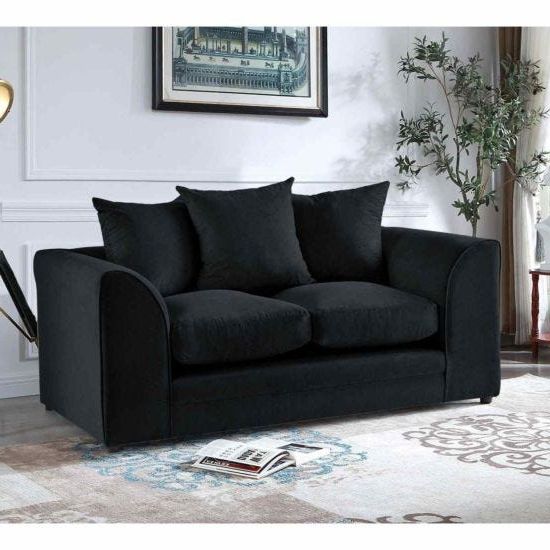 Mirana Modern Plush Velvet 2 Seater Sofa Black (View 6 of 10)
