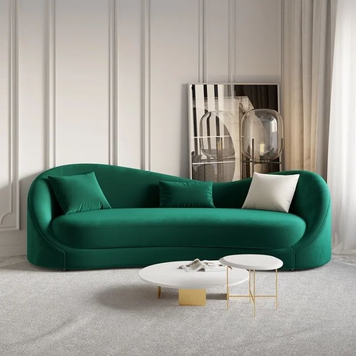 Modern 3 Seater Sofas Inside Popular Modern 3 Seater Sofa In Green Velvet Upholstery For A Luxurious Feel (View 9 of 10)