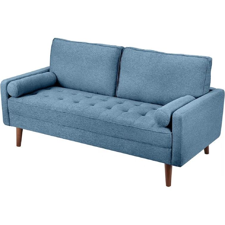 Modern Living Room Sofa Upholstered Couch Linen Fabric Loveseat 68" Blue  Used (Photo 7 of 10)