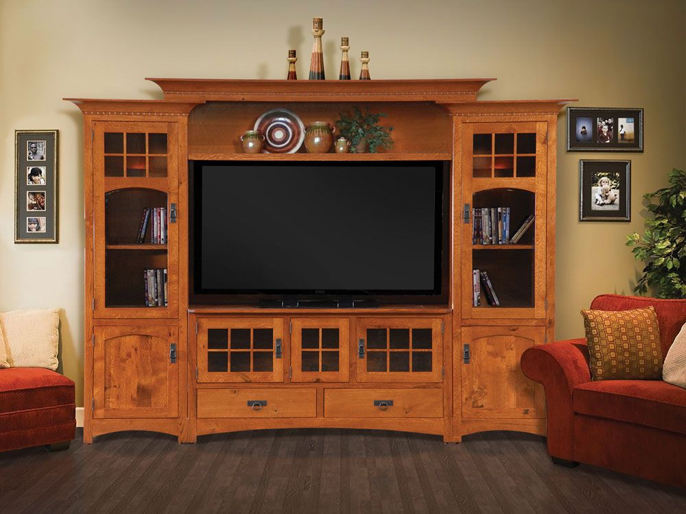 Most Current Amish Home Furnishings – Amish Furniture In Daytona Beach Florida :: Entertainment  Centers :: Winchester Bridge Entertainment Wall Unit With 60" Tv Console Intended For Entertainment Units With Bridge (Photo 8 of 10)