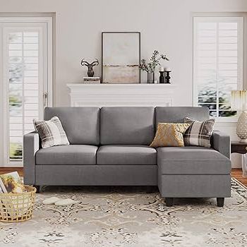 Most Current Convertible L Shaped Sectional Sofas Within Amazon: Honbay Convertible Sectional Sofa, Convertible L Shaped Couch  With Reversible Chaise, Sectional Couch For Small Space Apartment, Grey :  Home & Kitchen (Photo 2 of 10)