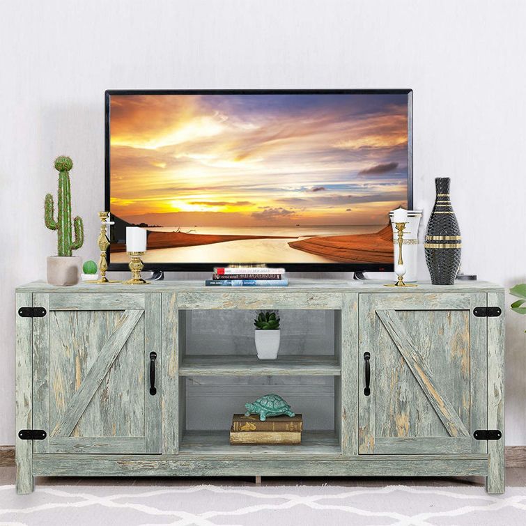 Most Current Gracie Oaks Lykeisha Farmhouse Tv Stand For Tvs Up To 65", Mid Century Tv  Cabinet With Door,entertainment Center & Reviews (Photo 7 of 10)