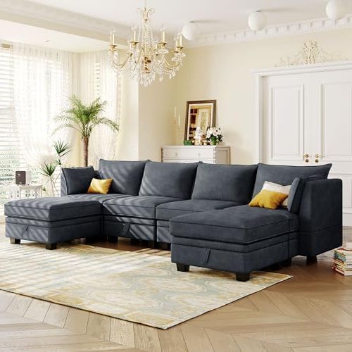 Most Recent Amazon: P Purlove Modern Large U Shape Modular Sectional Sofa, Sectional  Sofa Couch With Storage Seat,convertible Sofa Bed With Reversible Chaise  For Living Room,bedroom.dark Gray : Home & Kitchen Inside Modern U Shape Sectional Sofas In Gray (Photo 10 of 10)