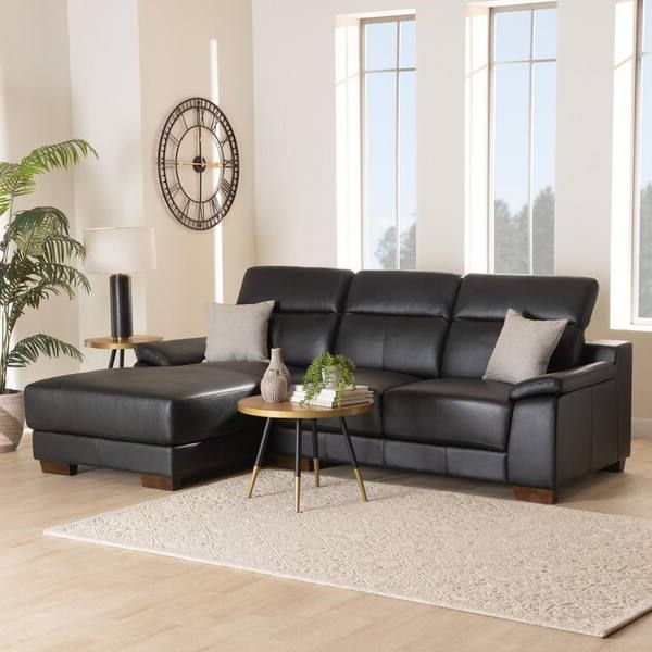 Most Recent Right Facing Black Sofas For Baxton Studio Reverie 100.2 In. W 2 Piece Leather Right Facing Sectional  Sofa In Black 223 13125 Hd – The Home Depot (Photo 7 of 10)