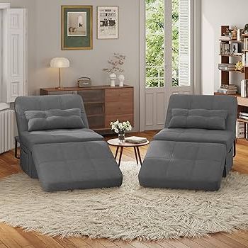 Most Recently Released 4 In 1 Convertible Sleeper Chair Beds In Amazon: Aiho Sleeper Chair Bed, 4 In 1 Convertible Chair Sofa Bed,  Assembly Free Sofa Chair Bed With Adjustable Backrest Linen Fabric, For  Living Room Apartment Office, Dark Grey : Home & Kitchen (Photo 3 of 10)