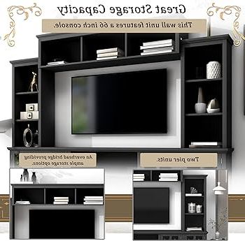Most Recently Released Amazon: Entertainment Center With Bridge And 2 Side Piers, Wall Mounted  Media Console Tv Cabinet For Tvs Up To 70”, Modern 4 Piece Tv Stand Unit  With Door And Storage Shelves For Living Room Pertaining To Entertainment Units With Bridge (Photo 3 of 10)