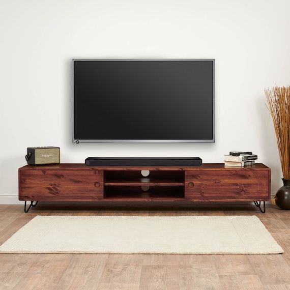 Most Recently Released Wide Entertainment Centers Inside 220cm Extra Wide Tv Stand & Entertainment Unit. Solid Wood. Long Tv  Bench/low Sideboard. Cable Management. Mid Century Modern. Metal Legs. –  Etsy Italia (Photo 1 of 10)