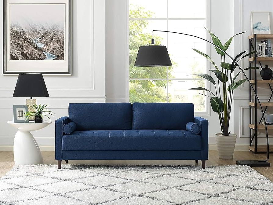 Most Up To Date Navy Linen Coil Sofas With Amazon: Lifestyle Solutions Lexington Sofa In, 75.6" W X 31.1" D X  33.5" H, Navy Blue : Everything Else (Photo 7 of 10)