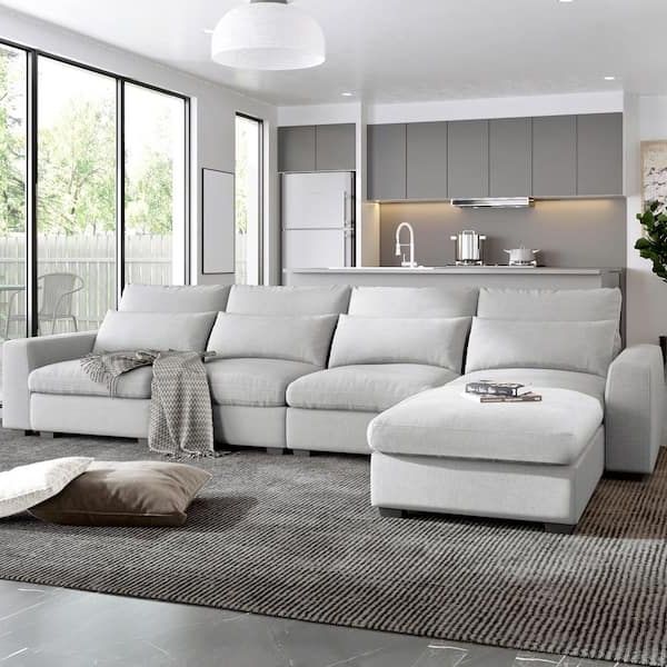 Most Up To Date Sofas With Ottomans Pertaining To Magic Home 129.9 In (View 7 of 10)