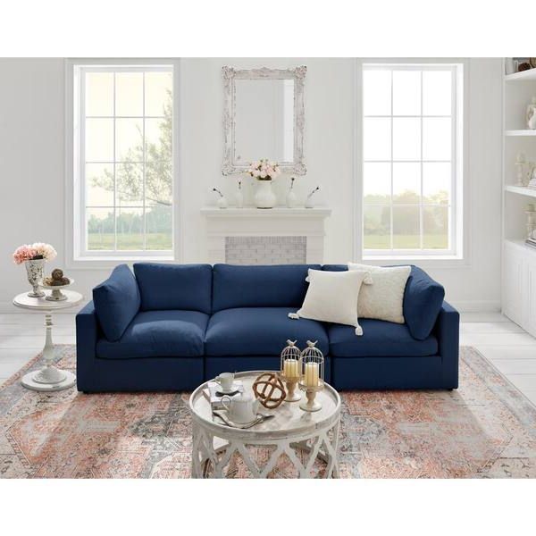 Navy Linen Coil Sofas Within Recent Shabby Chic Yaritza 36 In (View 6 of 10)