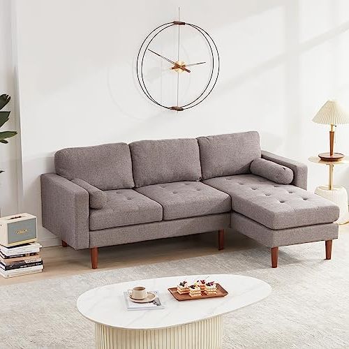 Newest Amazon: Tbfit 80" W Sectional Sofa Couch, L Shaped Couch With Reversible  Chaise, Mid Century Modern Linen Fabric Couches For Living Room Apartment  Small Space, Convertible Sofa With Tufted Seat Cushion, Grey : Within L Shape Couches With Reversible Chaises (View 7 of 10)