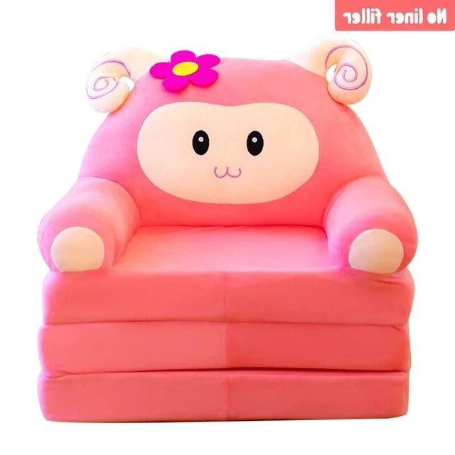 Plush Foldable Kids Sofa Backrest Armchair 2 In 1 Foldable Children Sofa  Cute Cartoon Lazy Sofa Children Flip Open Sofa Bed – Aliexpress Inside Newest 2 In 1 Foldable Sofas (View 6 of 10)