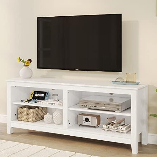 Popular Amazon: Panana Tv Stand, Classic 4 Cubby Tv Stand For 65 Inch Tv,  Farmhouse Television Stands Entertainment Center Media Stand With Storage Tv  Table Stand For Living Room Bedroom White 59 Inch : For White Tv Stands Entertainment Center (View 4 of 10)