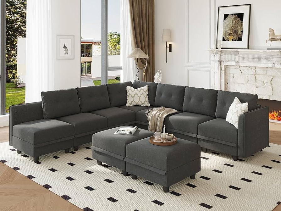 Preferred L Shape Couches With Reversible Chaises With Regard To Amazon: Llappuil Modular Sectional Sofa With Reversible Chaise, L  Shaped Corner Sofa Set With Ottomans, Oversized 9 Seater Modular Couch With  Storage, Black : Home & Kitchen (Photo 4 of 10)