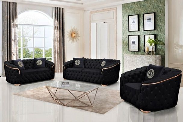 Preferred Padded 3 Pcs Sofa Set Black – Ameublement Beaubien : Magasin De Meubles À  Montréal With Sofas In Black (Photo 10 of 10)