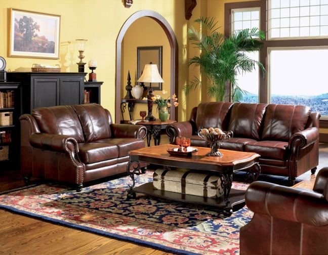 Preferred Princeton Burgundy Full Leather Sofa Love Seat Collection With Top Grain Leather Loveseats (View 10 of 10)