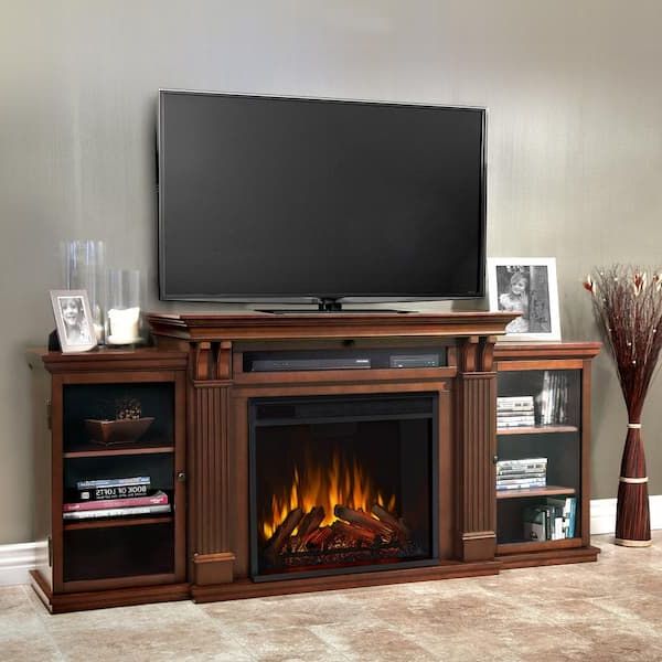 Real Flame Calie Entertainment 67 In. Media Console Electric Fireplace Tv  Stand In Dark Espresso 7720e De – The Home Depot Within Popular Tv Stands With Electric Fireplace (Photo 1 of 10)