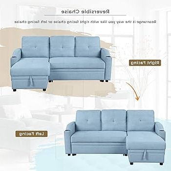 Recent Amazon: 80.3" Reversible Sleeper Sectional Sofa With Storage And 2 Cup  Holder  Contemporary Corner Sectional With Pull Out Sleeper And Chaise,3  Seat Sectional Sofa With Storage : Home & Kitchen Within Left Or Right Facing Sleeper Sectionals (Photo 6 of 10)