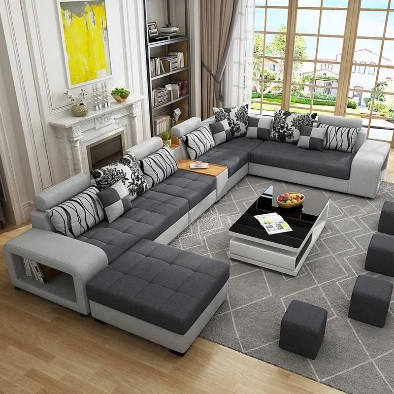 Recent Modern Home Furnture Fabric Sectional Couch Living Room Sofa Set Luxury 7  Seater U Shaped Corner Sofa – China U Shaped Sofa, Living Room Sofa (View 9 of 10)