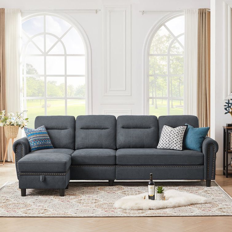 Red Barrel Studio® Gallott 106.69" 4 Seater L Shaped Reversible Sectional  Sofa With Side Storage Bags (Photo 9 of 10)