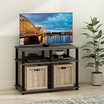 Romain Stands For Tvs With Regard To Trendy Furinno Romain Turn N Tube Wooden Tv Stand For Tv Inches, French Oak/black,  40 Inch : Amazon (View 2 of 10)