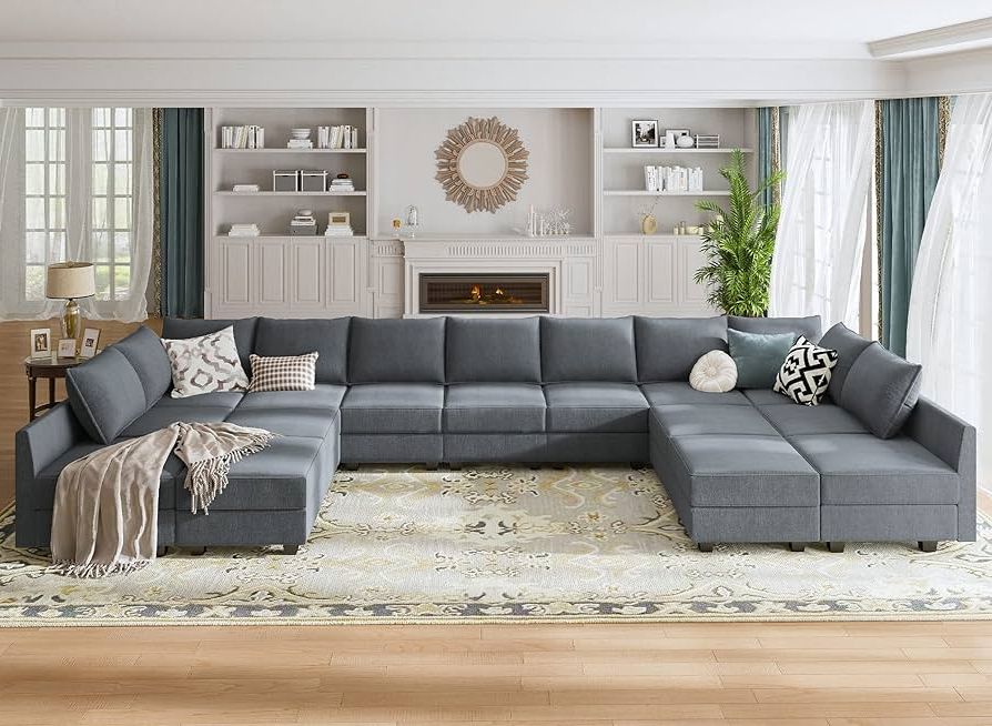 Sofas In Bluish Grey Regarding Famous Amazon: Honbay Oversized Modular U Shape Sectional Sofa With Chaise, Bluish  Grey, Polyester Fabric, 189.4 X 81.5 X  (View 8 of 10)