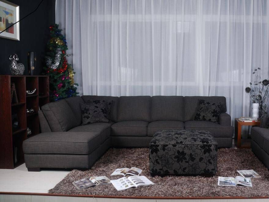 Sofas In Dark Grey Throughout Fashionable Dark Grey Fabric Sectional Sofa With Floral Print Throw Pillow San  Francisco California Bhales (Photo 9 of 10)