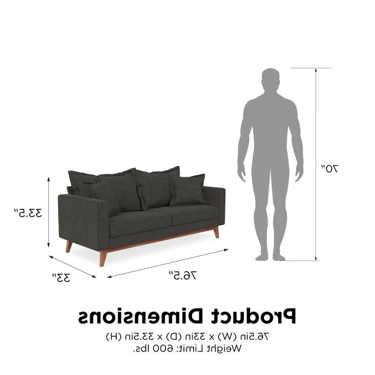 Sofas With Pillowback Wood Bases Pertaining To Favorite Dhp Miriam Pillowback Wood Base Sofa, Gray Linen – Walmart In 2023 (Photo 3 of 10)