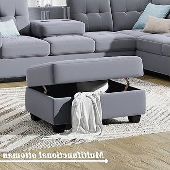 Trendy 104" Sectional Sofas With Regard To Amazon: Merax L Shaped 104" Sectional Sofas 3 Seat Sofa Sets Sectional  Sofa Couches With Reversible Chaise Lounge, Cup Holders And Storage Ottoman  For Living Room Furniture, Antique Grey : Home & Kitchen (Photo 2 of 10)