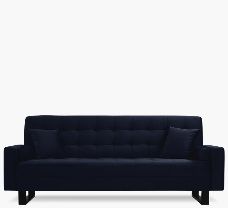 Trendy 2 Seater Black Velvet Sofa Beds For Sofa Bed – Navy Blue Velvet & Black Metal – Nv Gallery – Midnight (View 4 of 10)