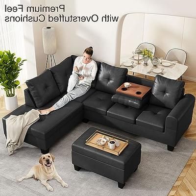 Trendy Modern L Shaped Sofa Sectionals Pertaining To Awqm Upholstered Sectional Sofa W/chaise Lounge, Modern L Shaped Sofa Couch  With Storage Ottoman Bench, Pu Leather Sectional Couches With Cup Holder  For Living Room Small Space – Yahoo Shopping (View 9 of 10)