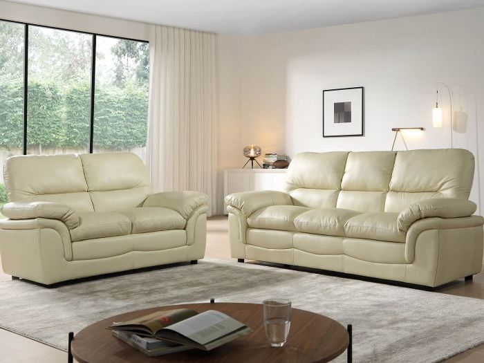 Trendy Sofas In Cream With Verona Cream Leather Sofa Collection – Leather Sofas (View 8 of 10)