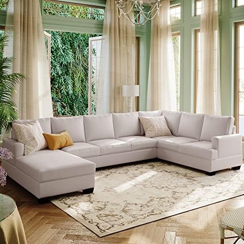 U Shaped Couches In Beige In Preferred Amazon: Merax Modern Large Upholstered U Shape Sectional Sofa, Extra  Wide Chaise Lounge Couch For Living Room, Beige : Home & Kitchen (View 2 of 10)