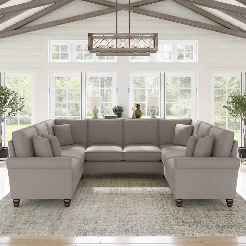 U Shaped Couches In Beige Inside Most Recent Hudson Beige U Shaped Sectional – Bush Furniture (View 9 of 10)