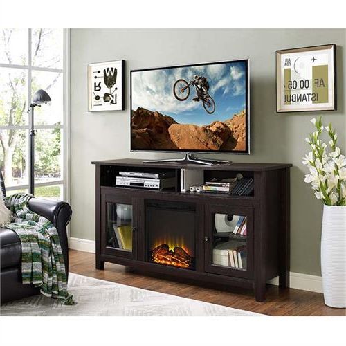 Walker Edison Highboy Fireplace Tv Stand For 60 Inch Screens Espresso  W58fp18hbes Inside Latest Wood Highboy Fireplace Tv Stands (Photo 3 of 10)