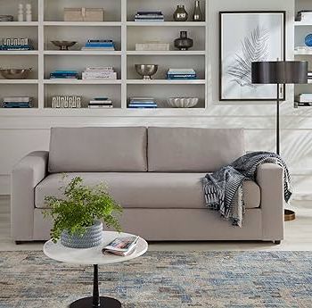 Well Known Gray Linen Sofas Intended For Amazon: Modway Avendale Sofas, Flint Gray Linen Blend : Home & Kitchen (View 7 of 10)