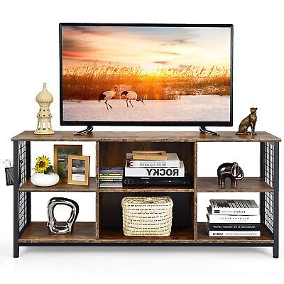 Well Known Tier Stands For Tvs Inside Industrial Tv Stand For Tvs Up To 65" 3 Tier Media Console Table W/storage (Photo 8 of 10)