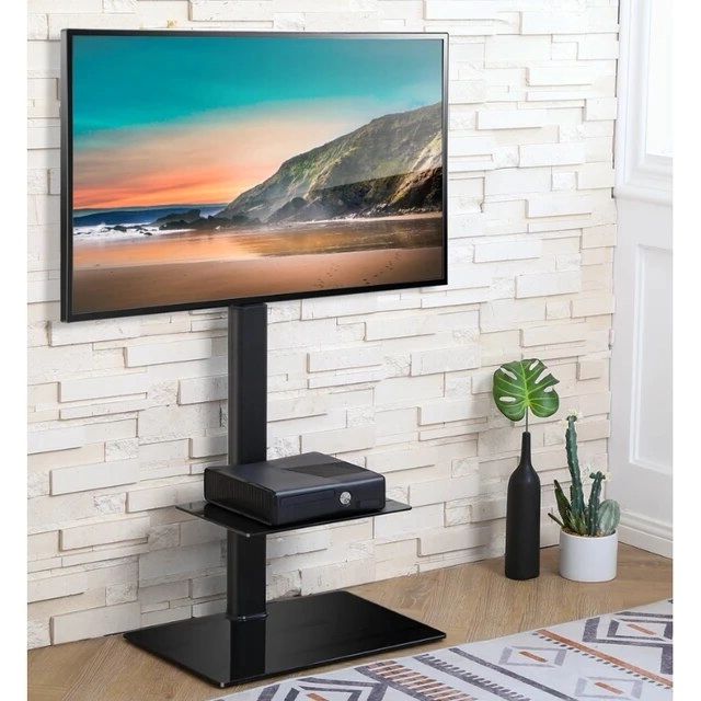 Well Known Universal Floor Tv Stands Within Fitueyes Modern Floor Tv Stand Mount For Tvs Up To 60" 65", Black Swivel  Mount, Glass Universal Tv Base Stand – Aliexpress (Photo 7 of 10)
