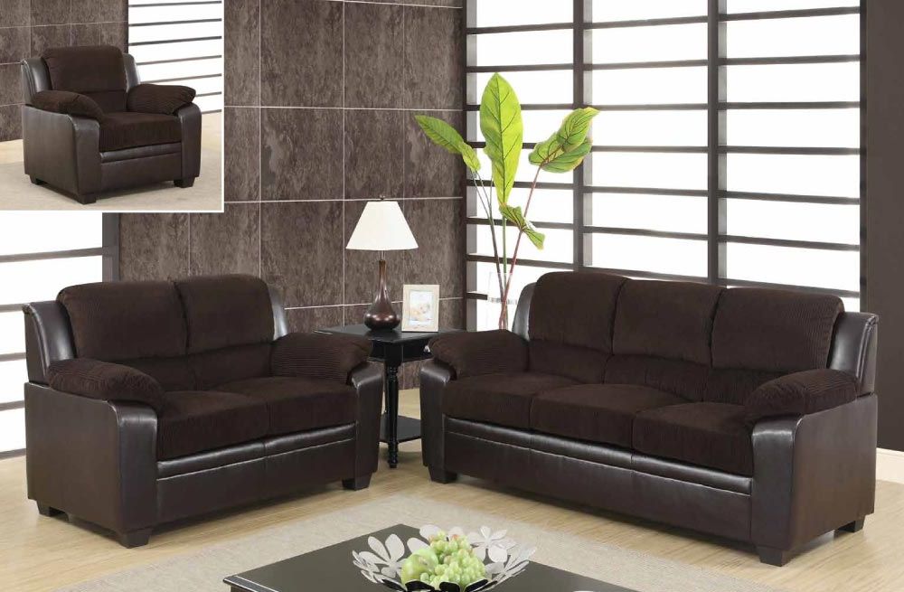 Well Liked 2 Tone Chocolate Microfiber Sofas Regarding Contemporary Two Tone Sofa Set Upholstered In Chocolate Corduroy New York  New York Gf880018cord (View 7 of 10)