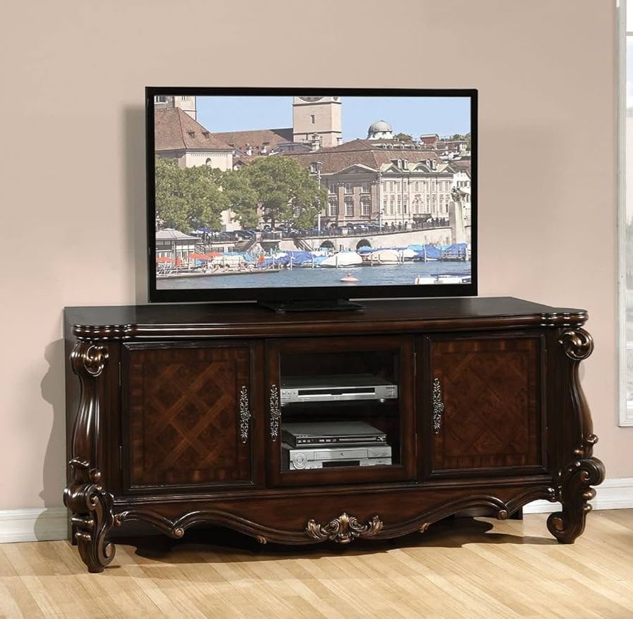 Well Liked Amazon: Acme Versailles Tv Console In Cherry Oak : Home & Kitchen Inside Versailles Console Cabinets (View 6 of 10)