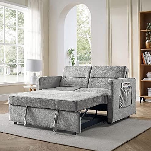 Well Liked Convertible Gray Loveseat Sleepers In Amazon: Convertible Sleeper Sofa Bed, Modern Chenille Loveseat Sleeper  Sofa Couch With Pull Out Bed, Small Love Seat Sofa Bed W/adjustable  Backrest & Pocket For Living Room, Apartment (grey,  (View 2 of 10)