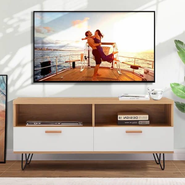 Well Liked Stand For Flat Screen With 47 In. Mid Century Modern Tv Stand Flat Screen Wood Tv Console Media  Cabinet Fits Tv's Up To 55 In (View 7 of 10)