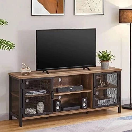 Wide Entertainment Centers Pertaining To Well Liked Entertainment Center For Tvs Up To 65 Inch, Rustic Wood Tv Stand, Large Tv  Console And Tv Cabinet For Living Room (60 Inch Wide, – Aliexpress (View 9 of 10)