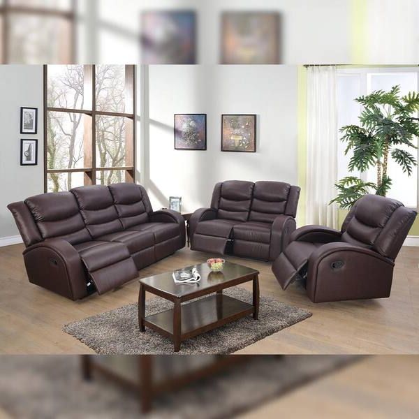 Widely Used 3 Piece Leather Sectional Sofa Sets Intended For Star Home Living 25 In. W Rolled Arm 3 Piece Leather Straight Sectional Sofa  In Brown Gs4112 3pc – The Home Depot (Photo 6 of 10)